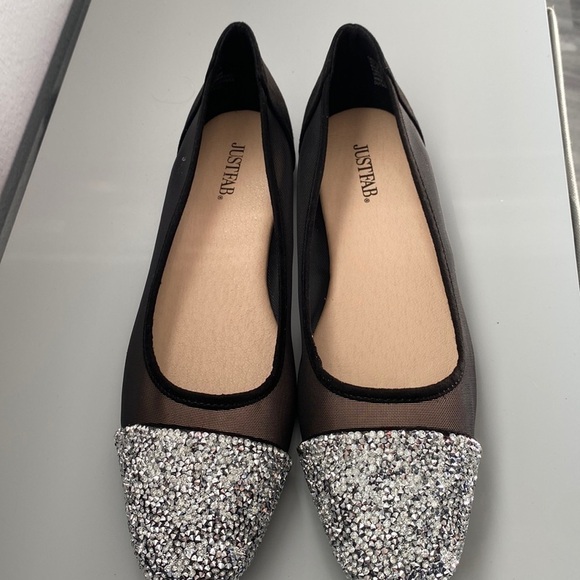 Beautiful mesh crystal flays black size 7.5 - Picture 5 of 12